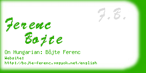 ferenc bojte business card